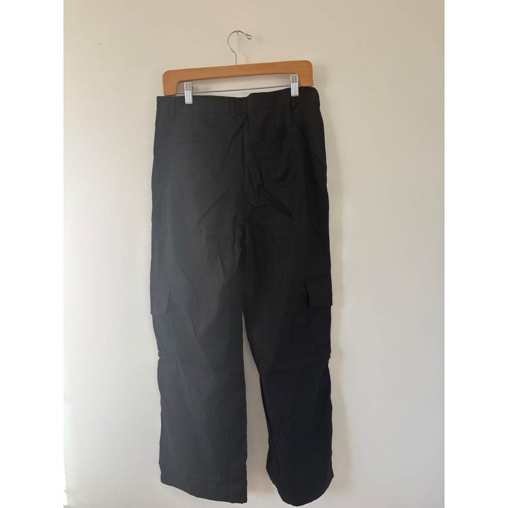 Allegra K Women's Black Straight Pants with Cargo Pockets – Size Medium - Picture 3 of 5